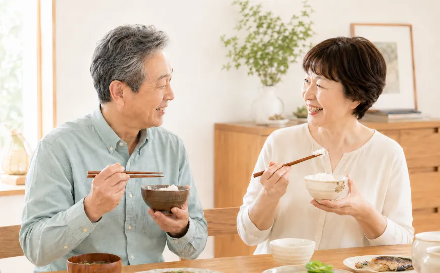 食事をする夫婦