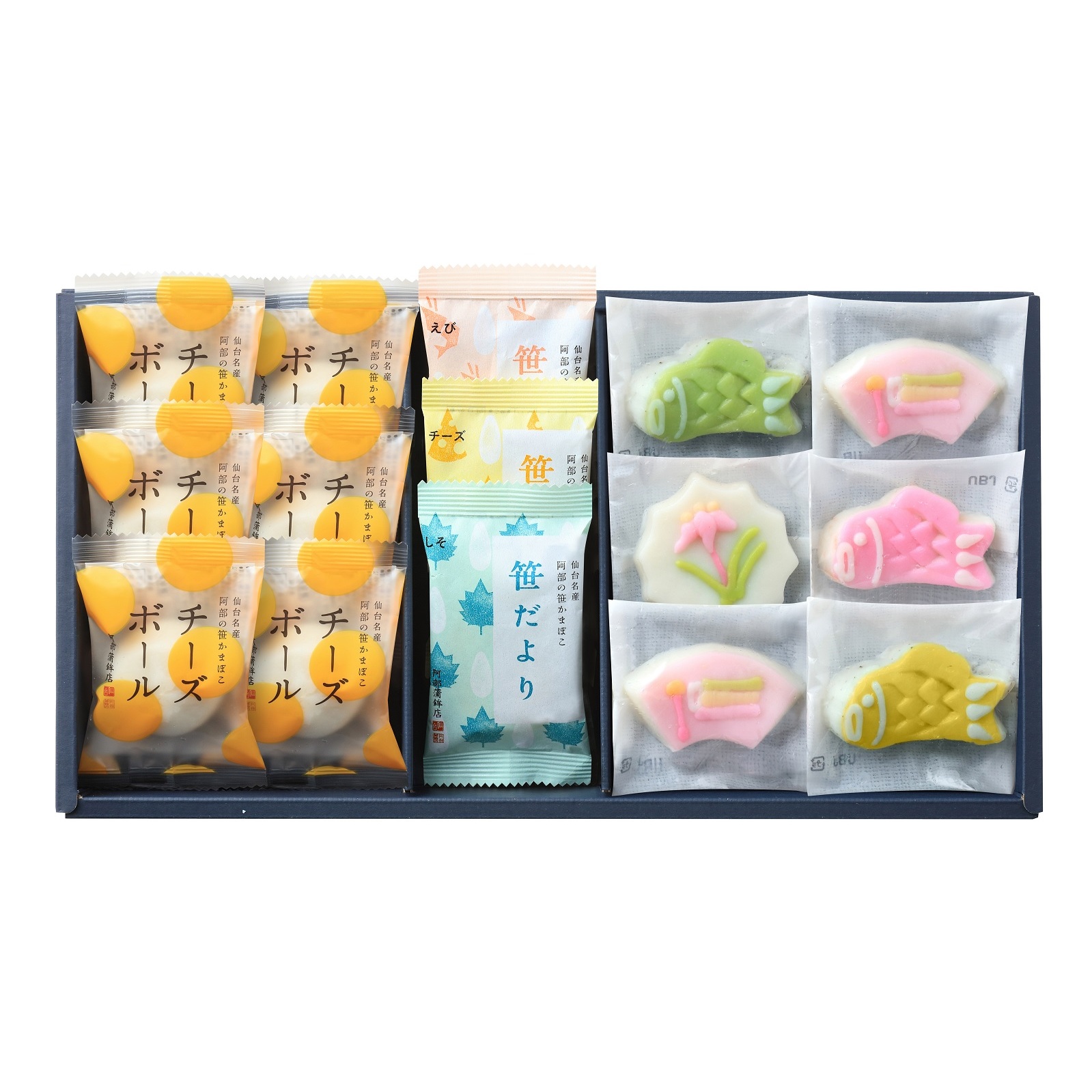 千代 歳時記 若緑の風、こどもの日【KO-CB】笹だより、チーズボール、端午の節句かまぼこ(細工かまぼこ)